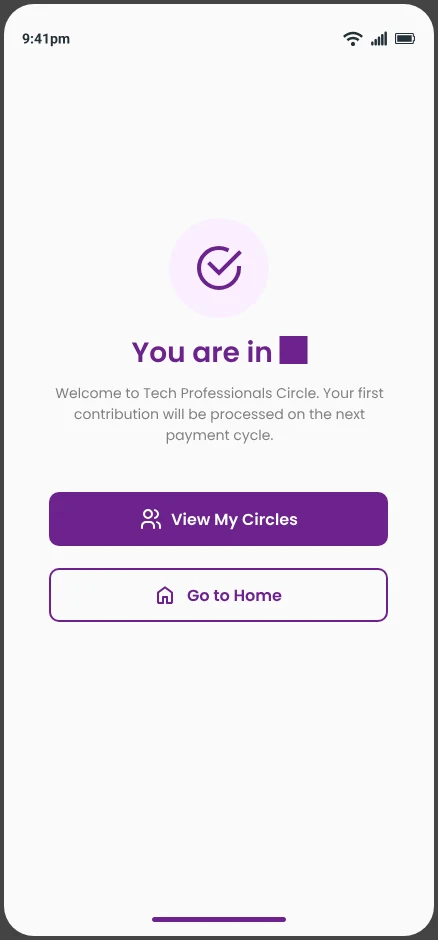 You are in — confirmation screen after successfully joining Tech Professionals Circle